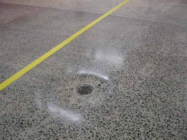 Transportation Floor Coating - Large Aggregate Polished Concrete with Drain