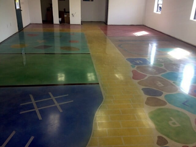 Polished Concrete Floor with Stencil at School